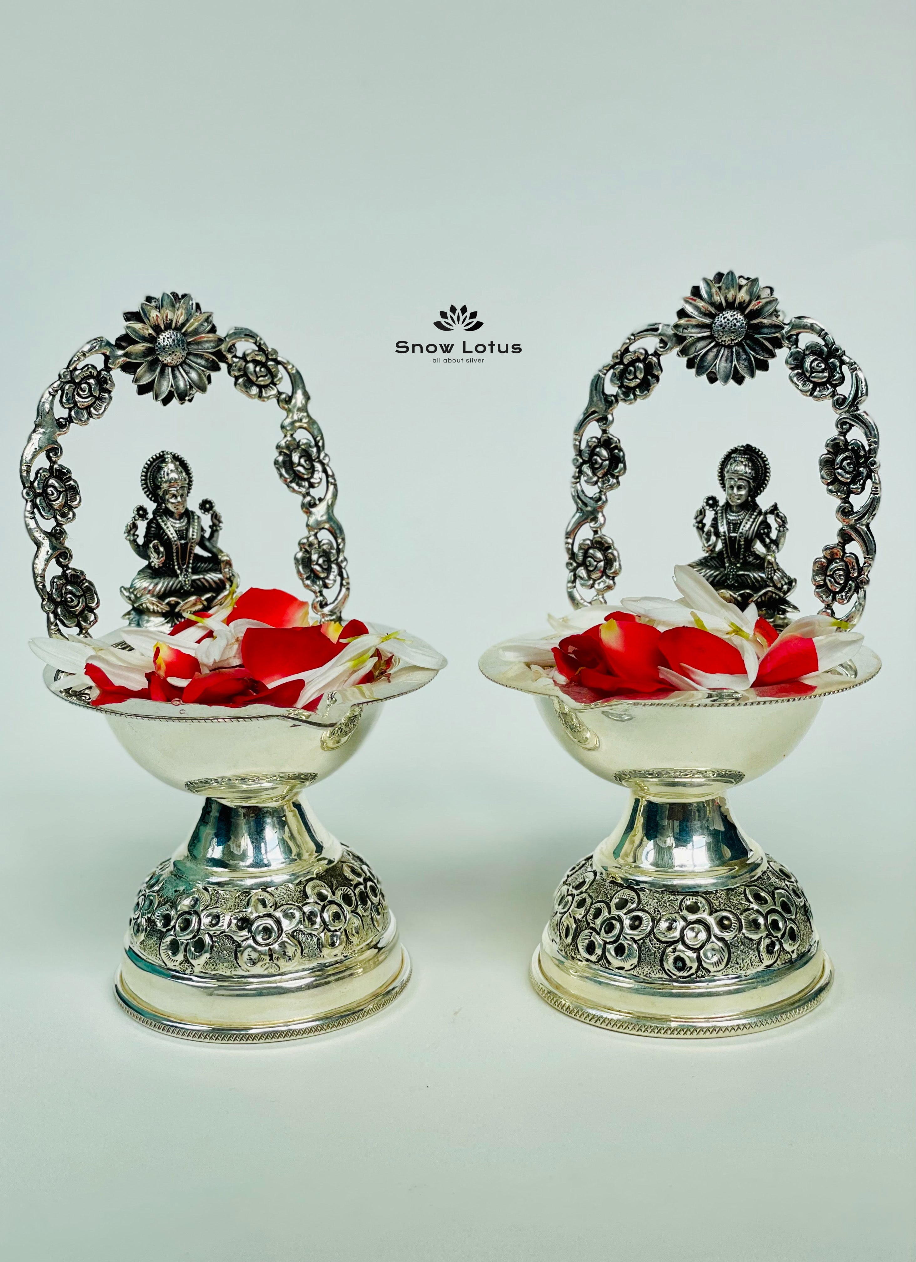 Antique Lakshmi Diya with big Flower Arch