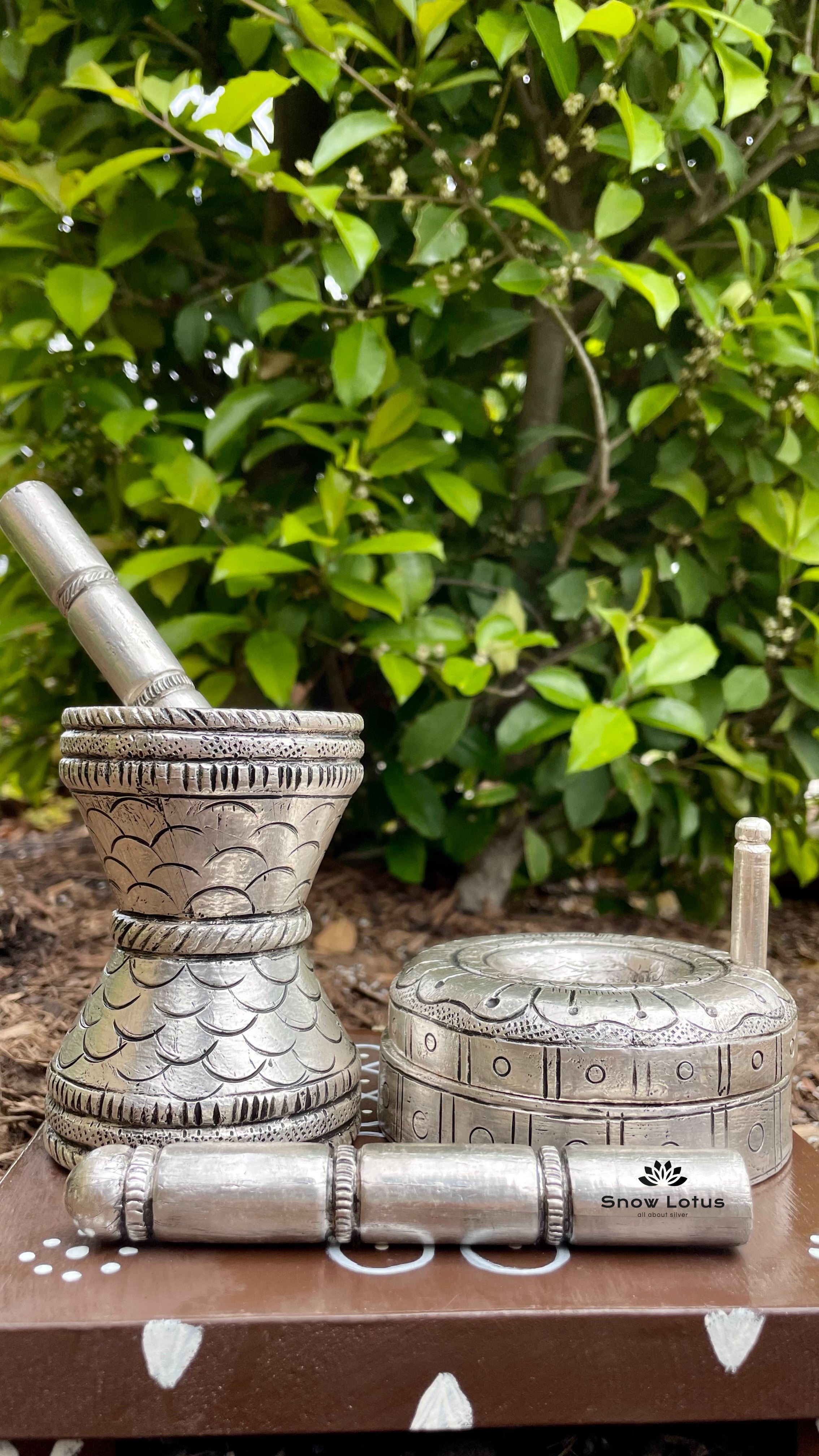 Silver Foiled Mortar and Pestle