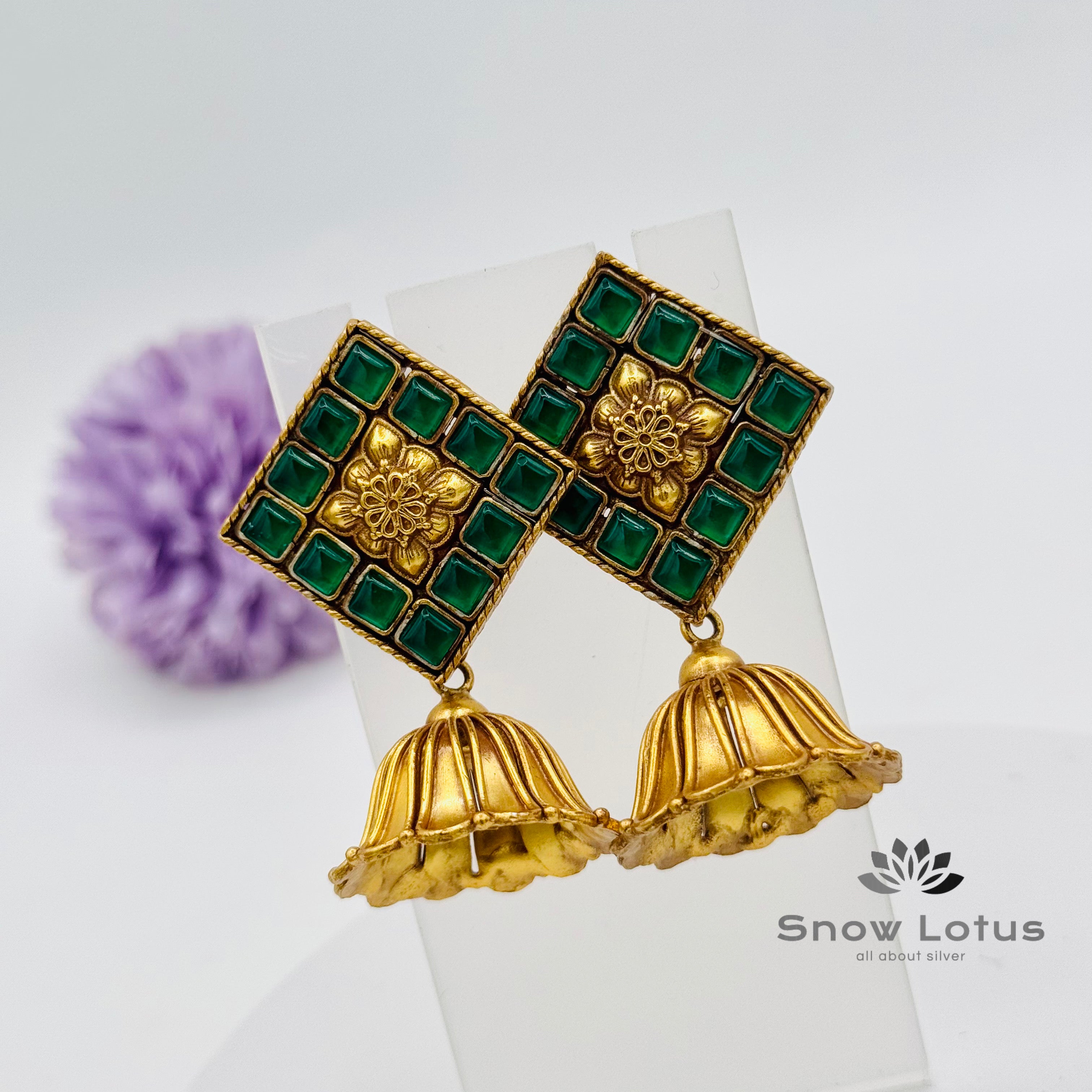 Square green jhumka