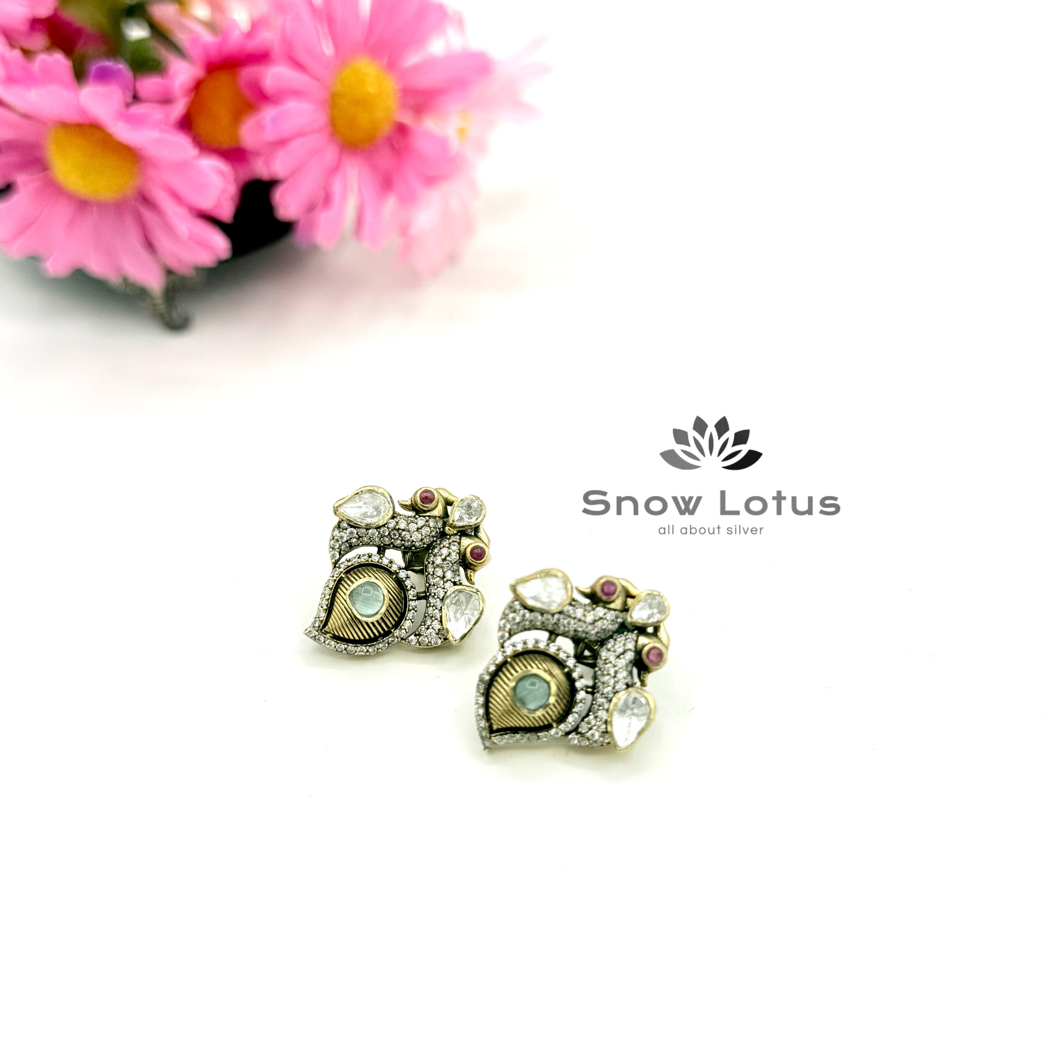 Shanq Peacock Moissanite studs