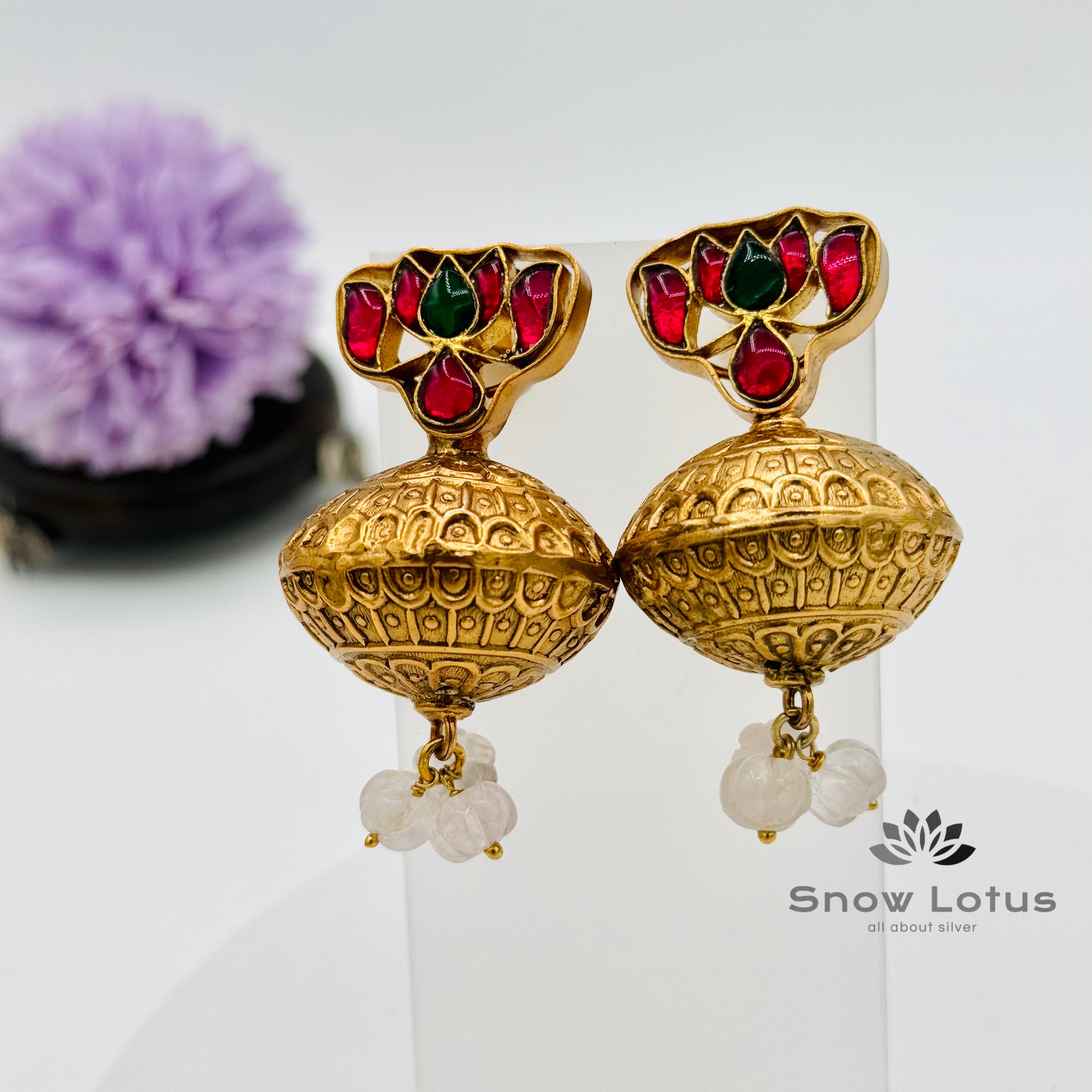 Lotus Kundan Jhumka