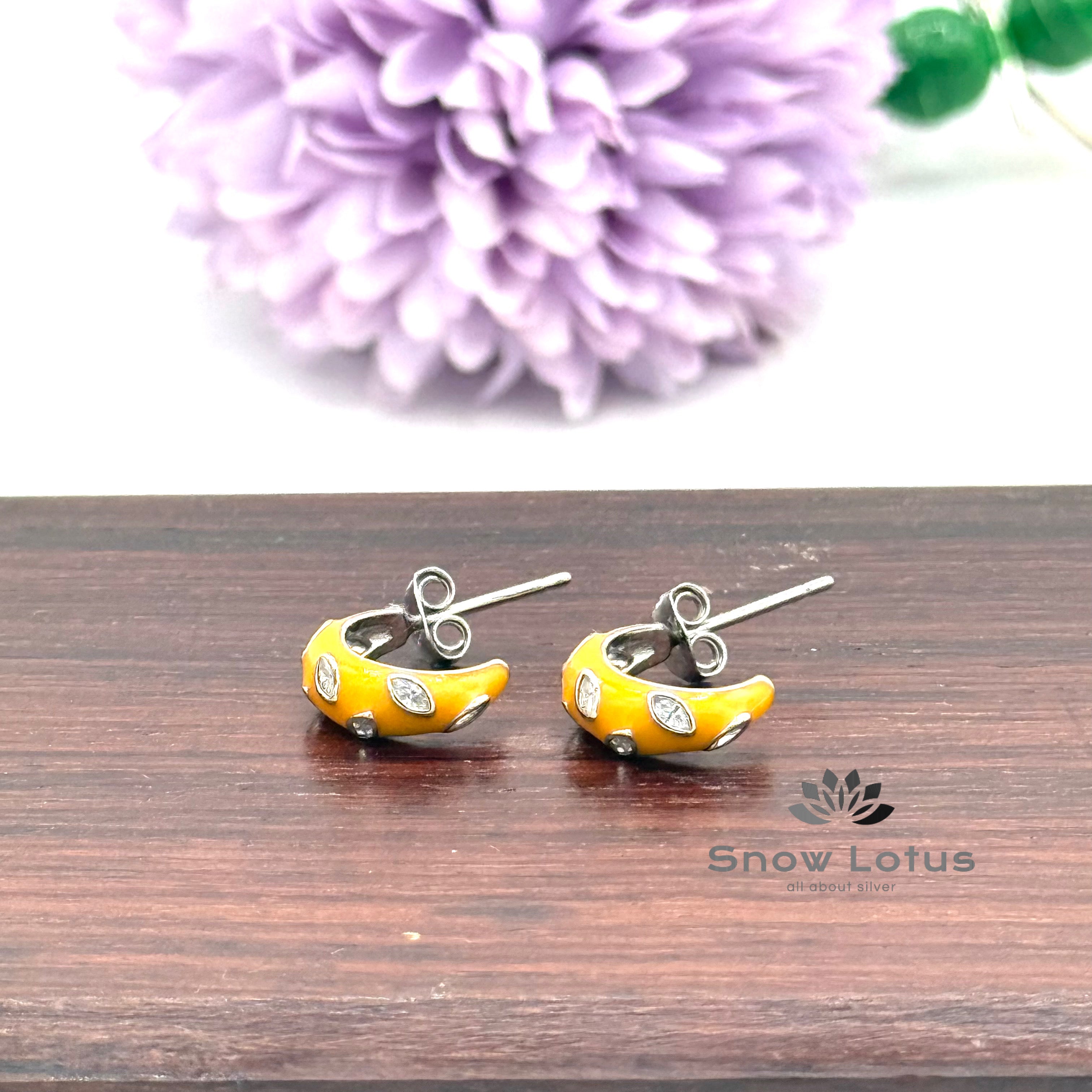 Elegant CZ Studs Yellow