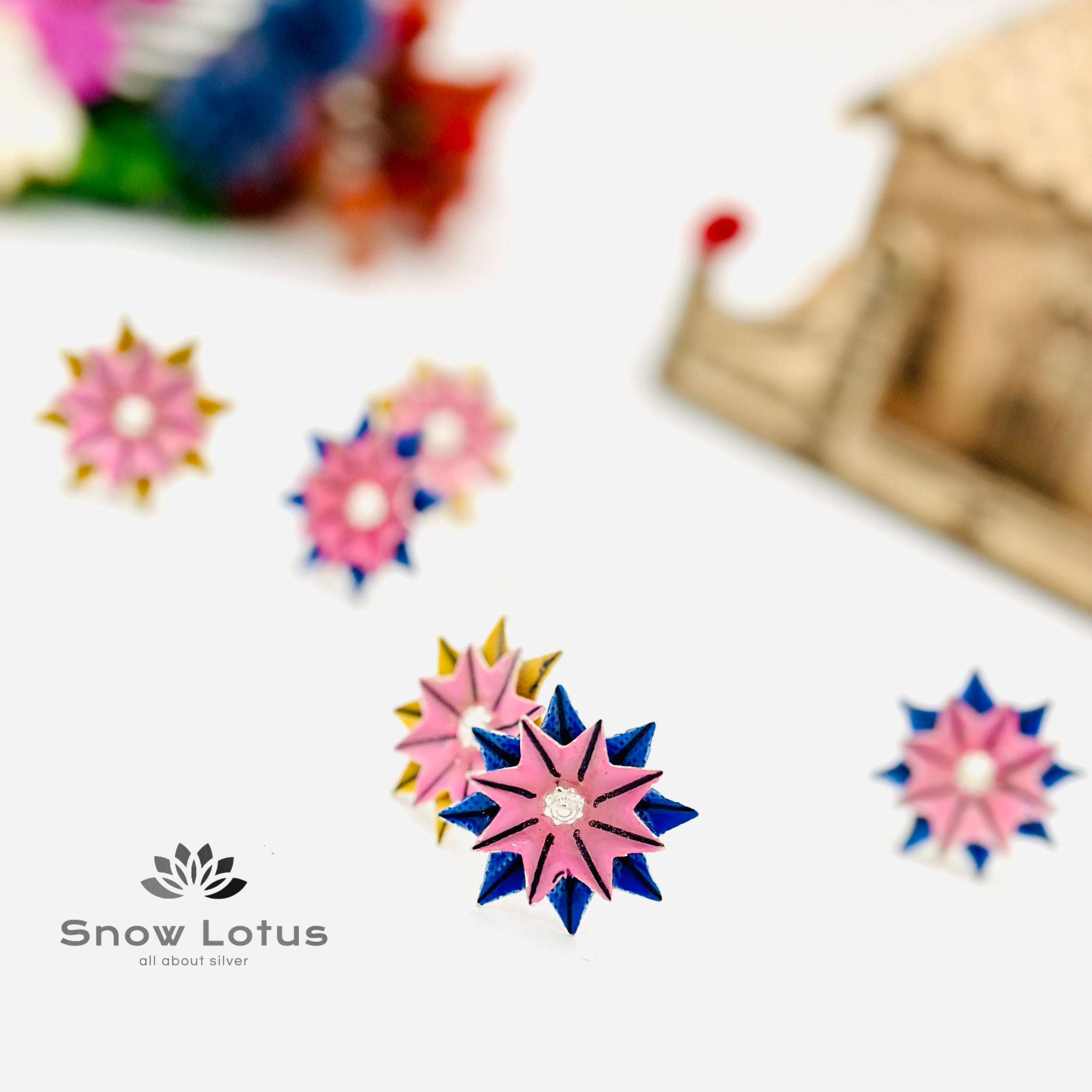 Enamel multi color flower with sharp edges