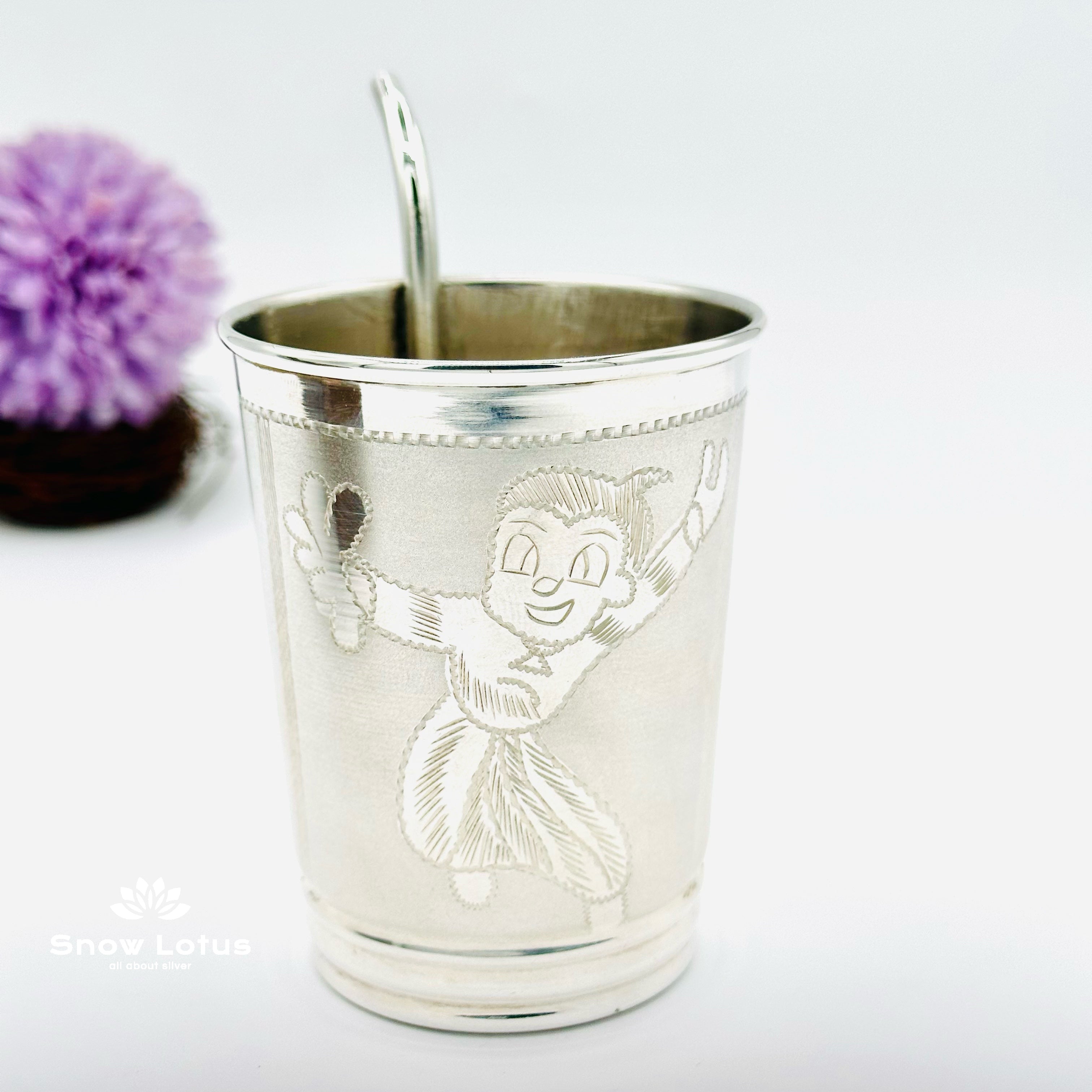 Pure Silver Glass with Straw