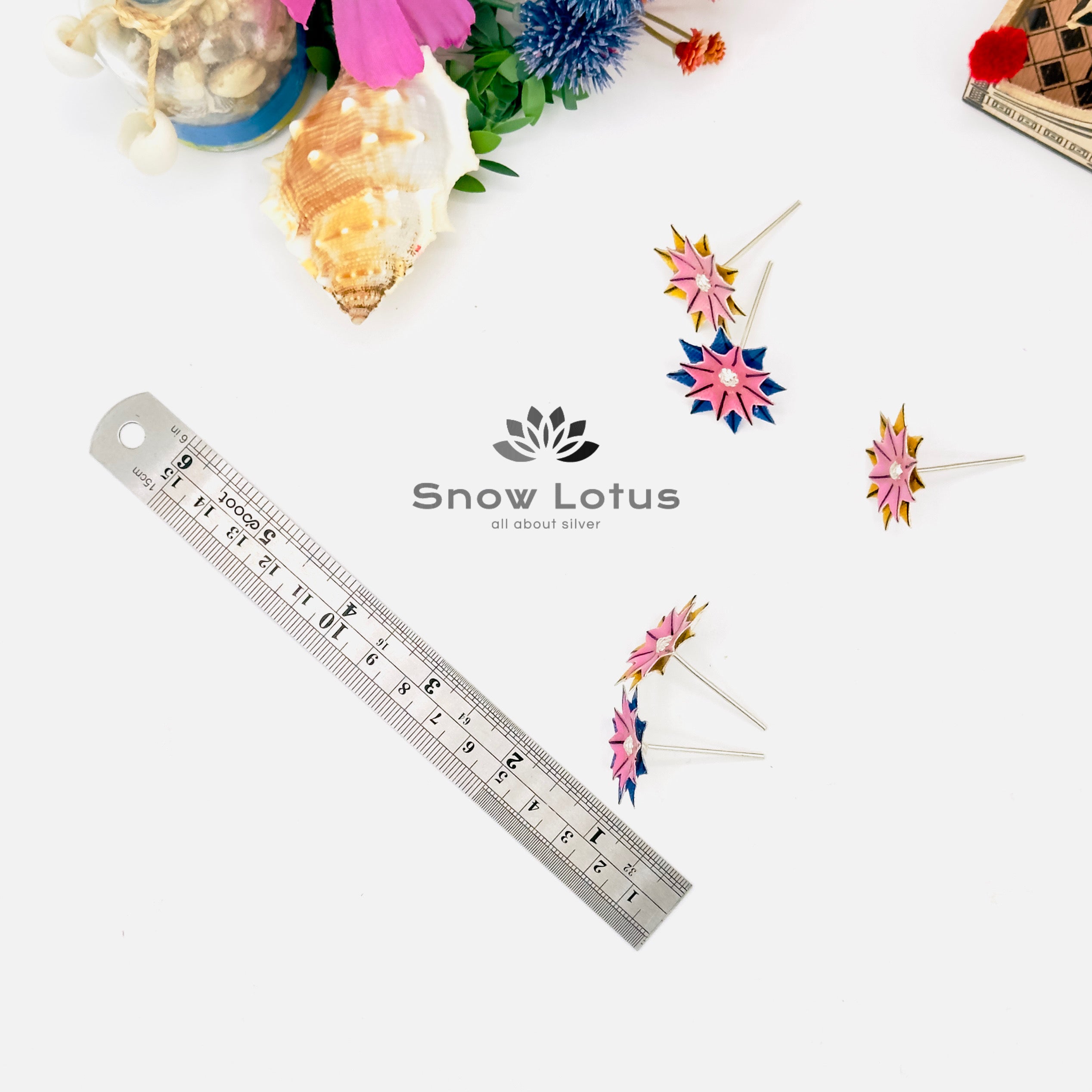 Enamel multi color flower with sharp edges