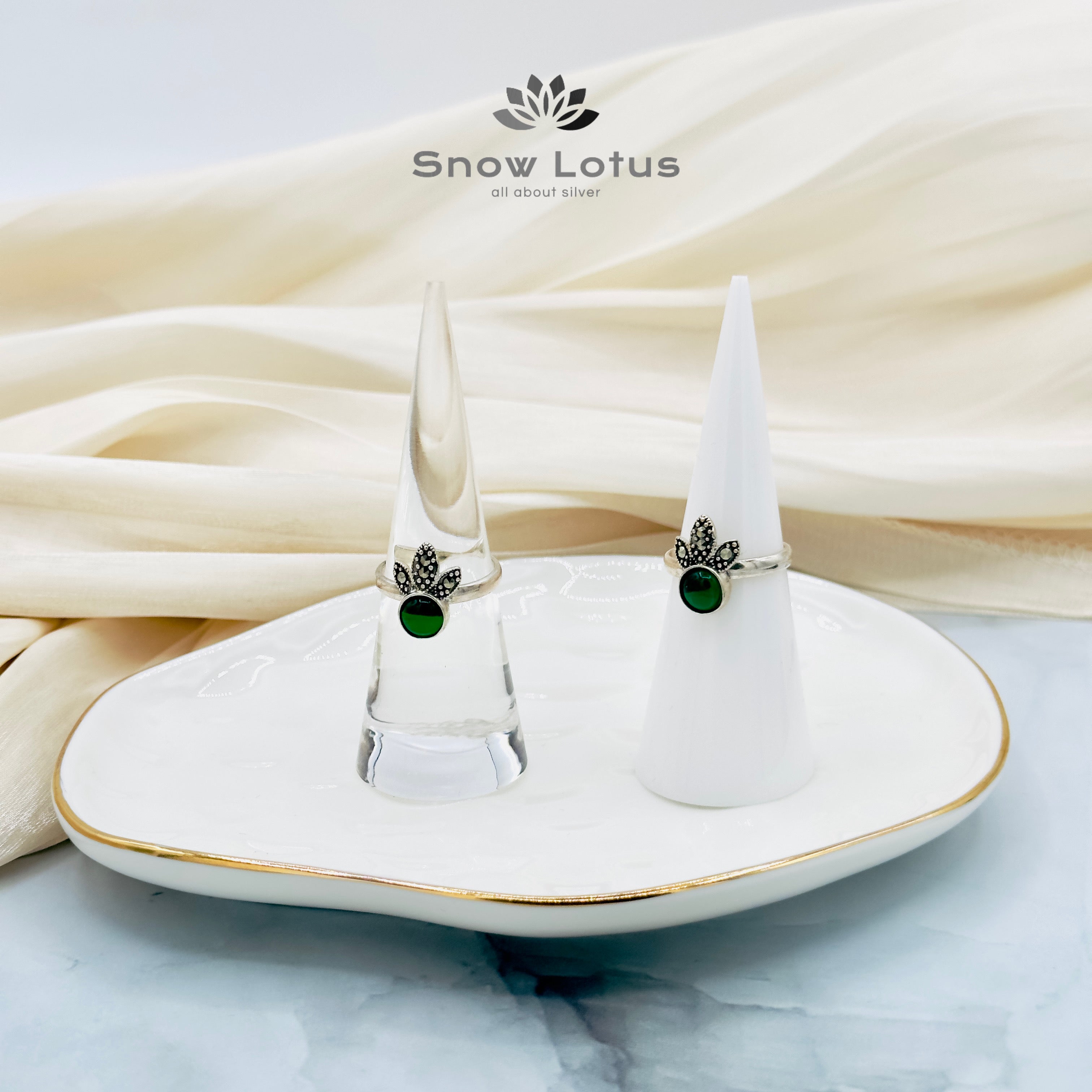 Leaf Crown Marcasite Toerings(Green)