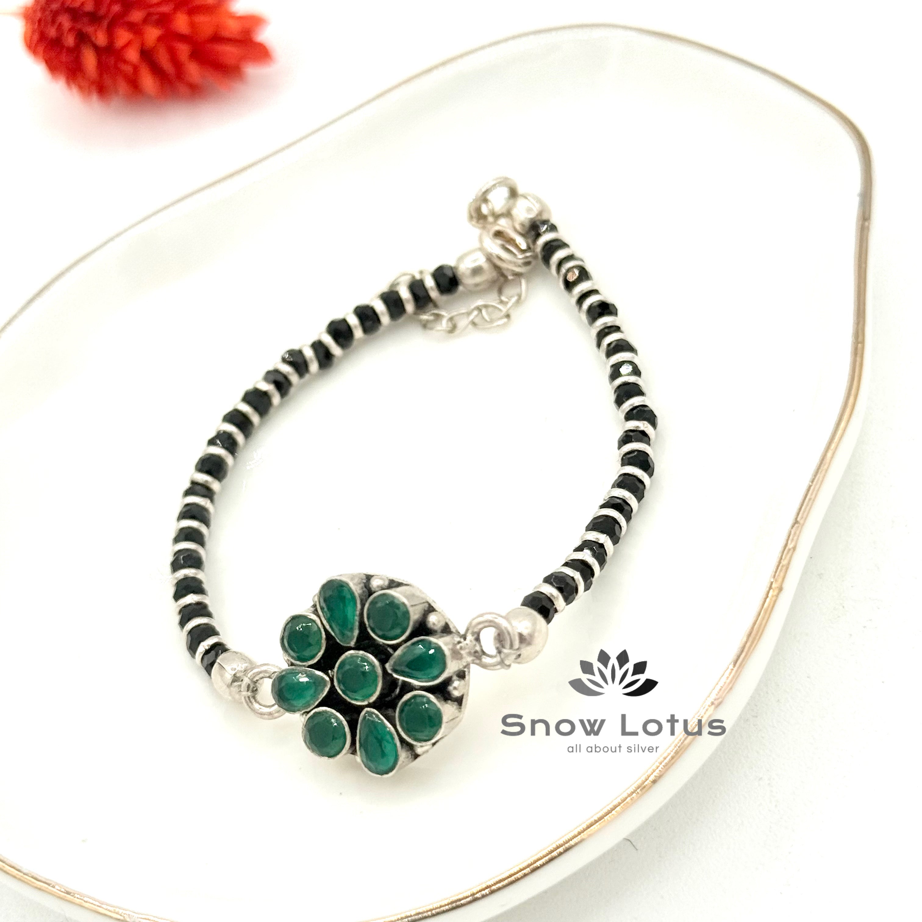 Green Floral Nazariya Anklet