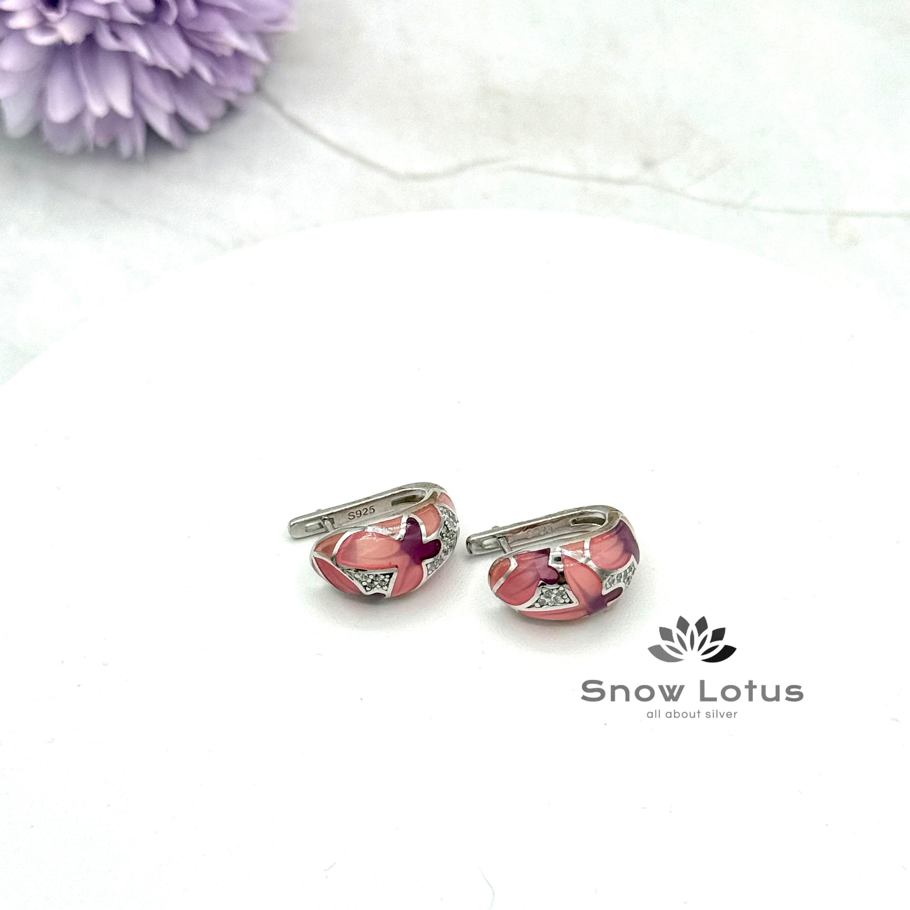 Purplish Pink CZ Bali earrings