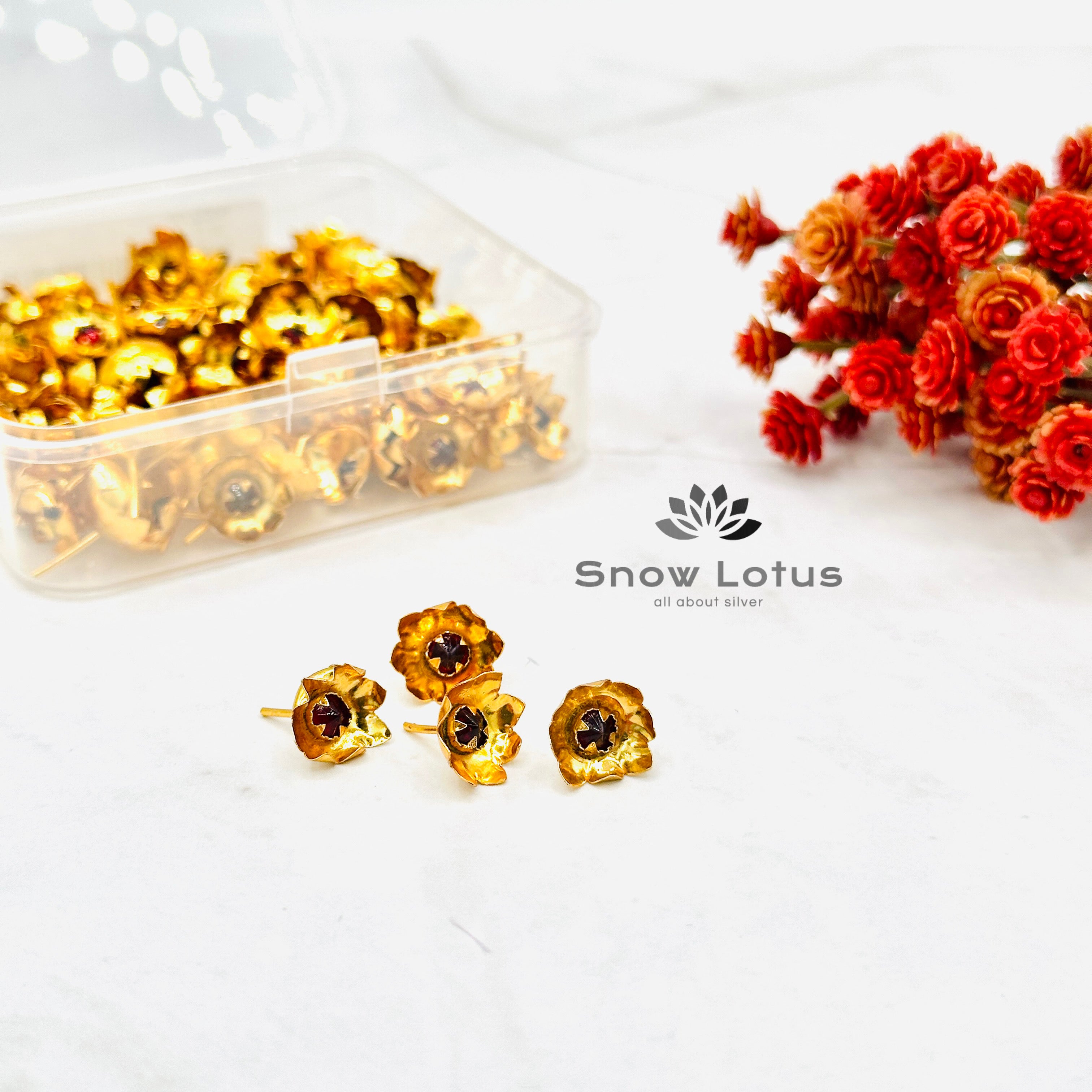 108 Gold Polish Lotus Flowers with Stone