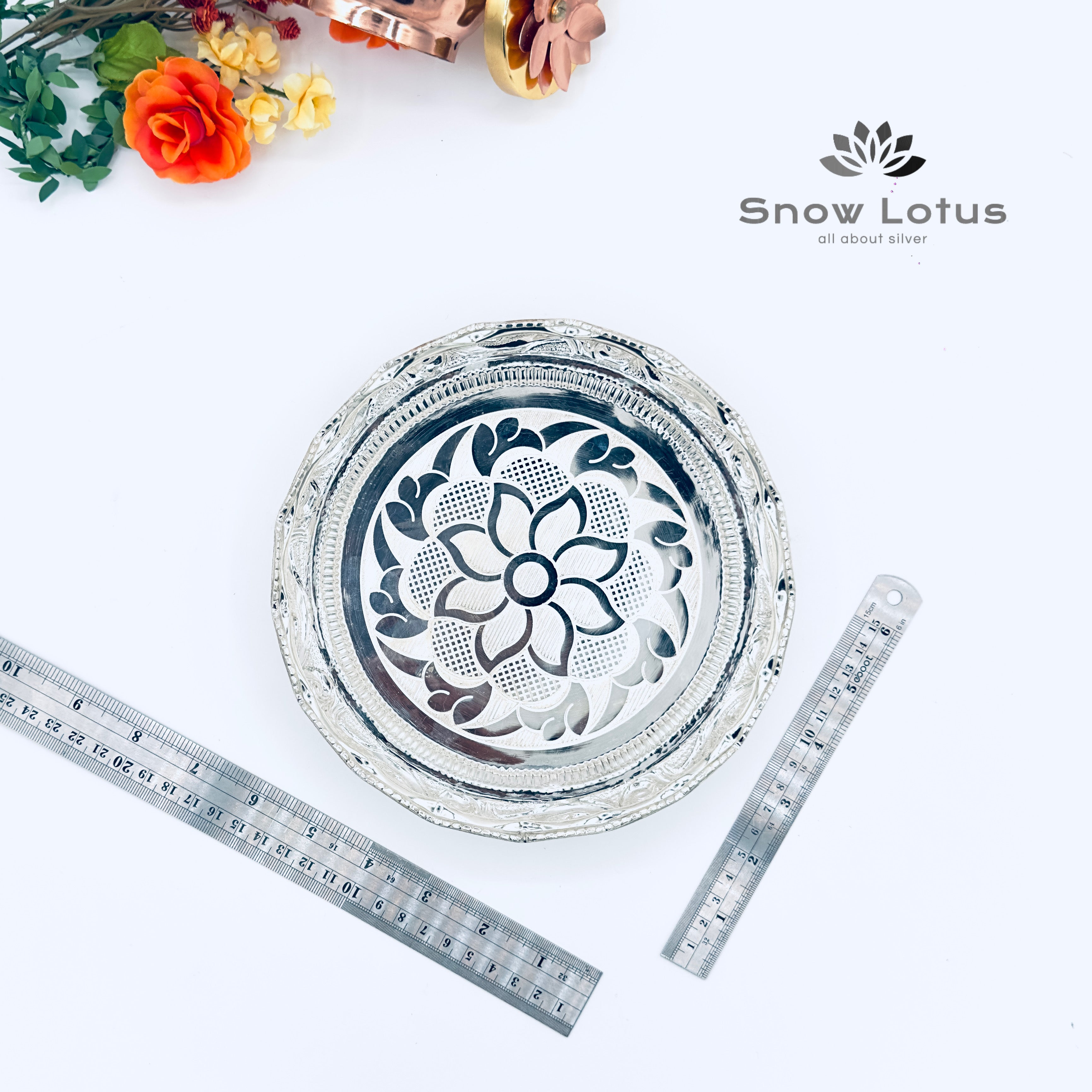 Pooja Plate (Flower Pattern)