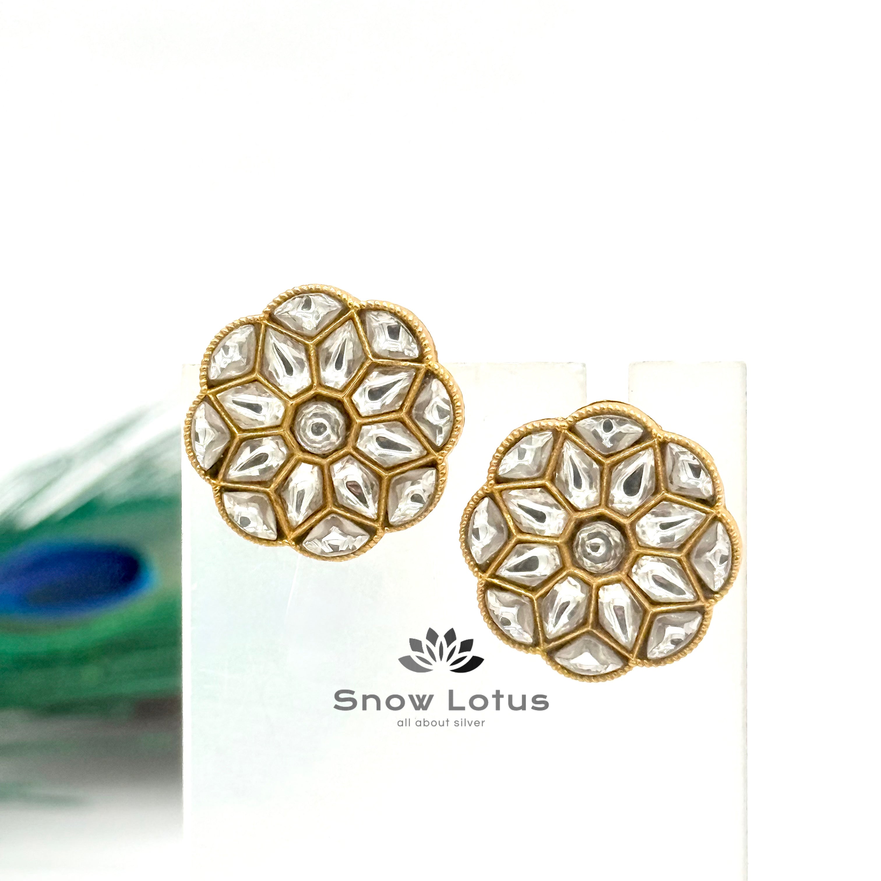 White Kundan Studs