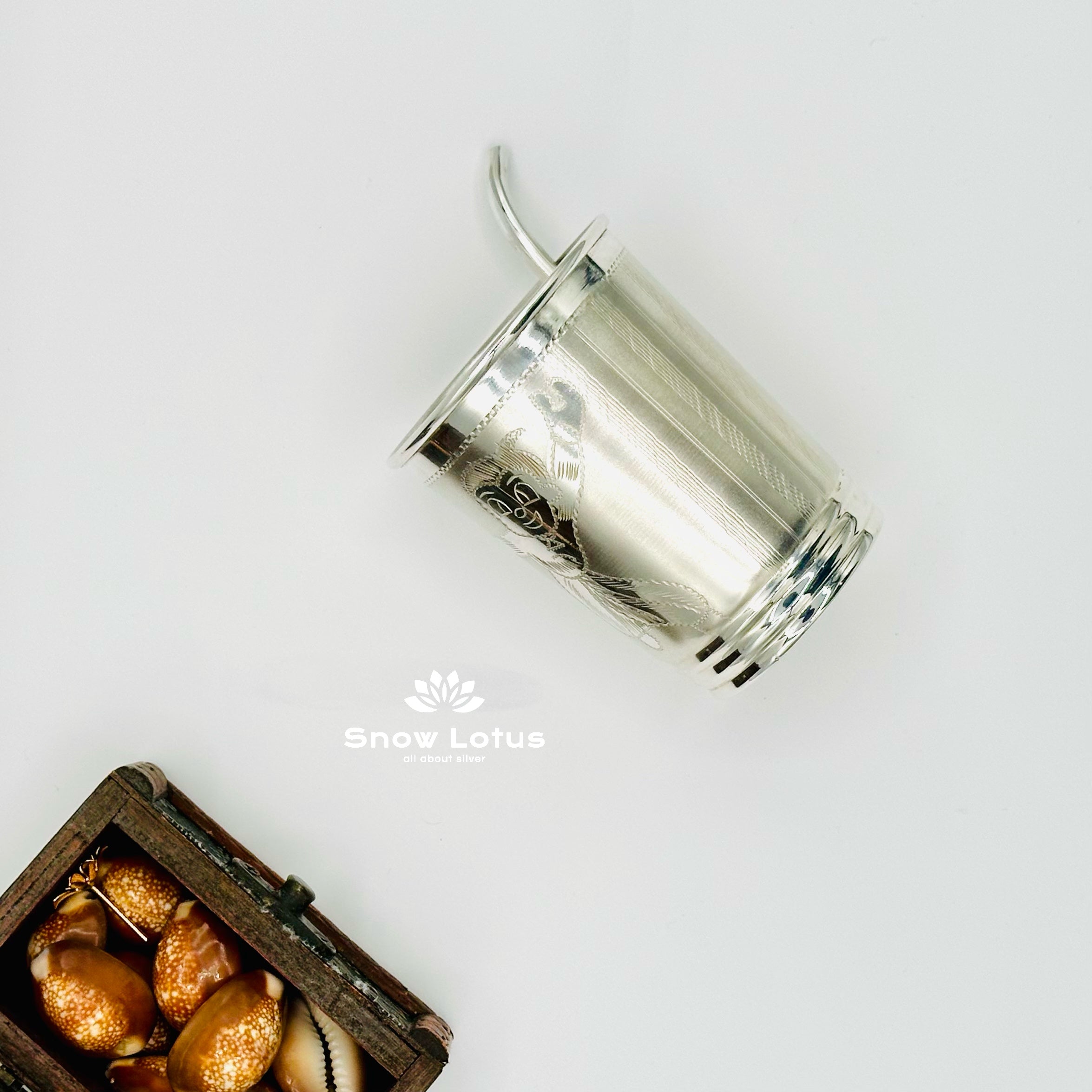 Pure Silver Glass with Straw