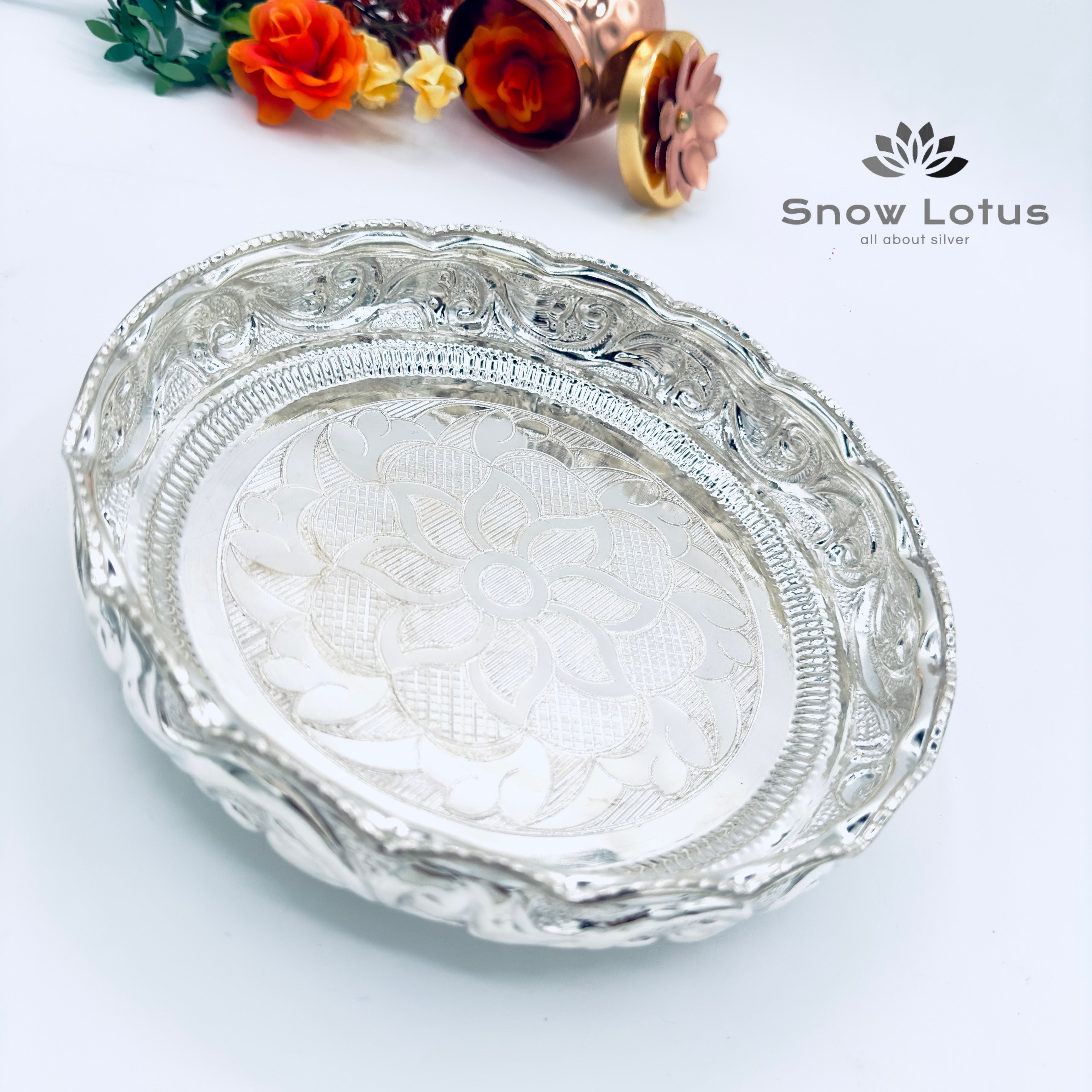 Pooja Plate (Flower Pattern)