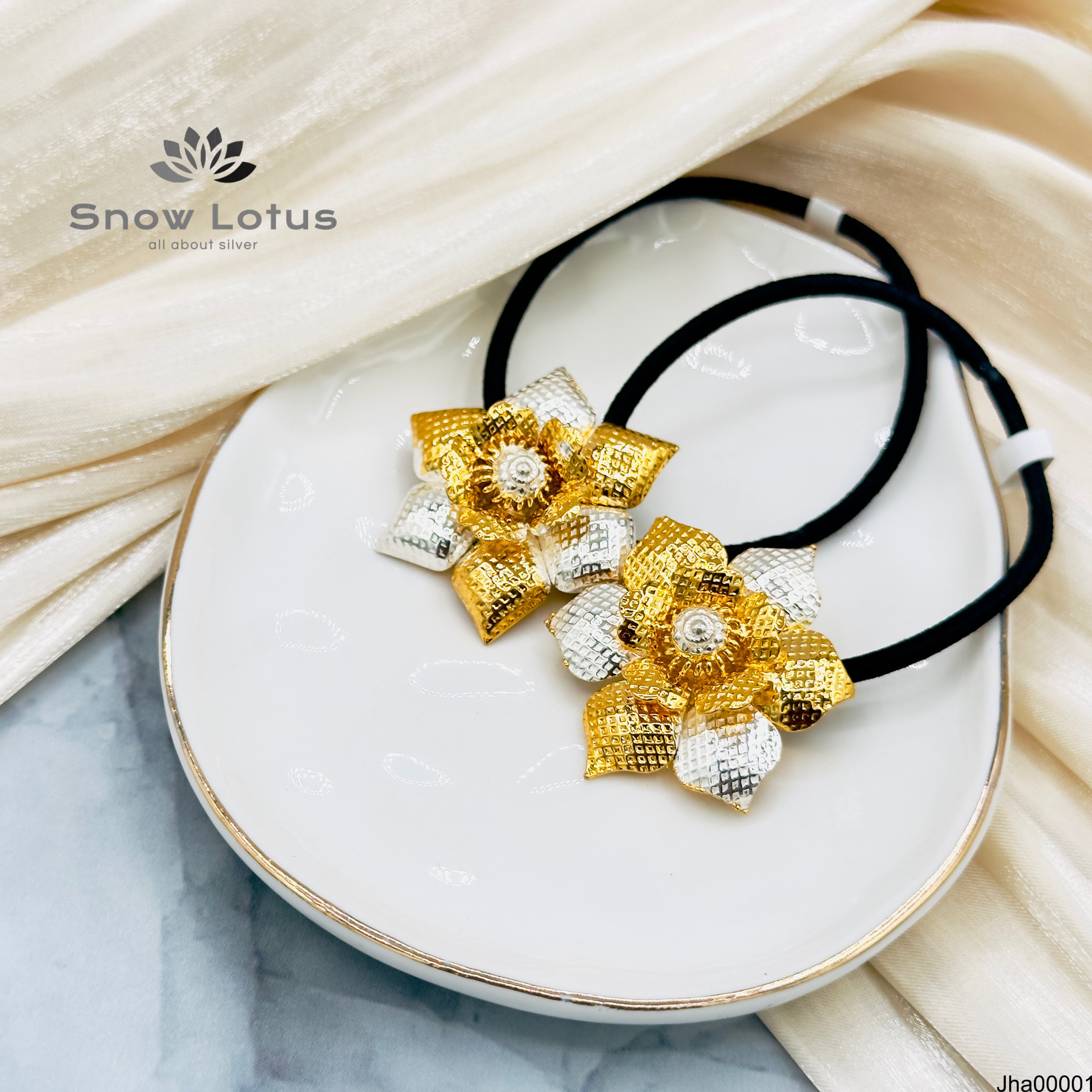 Gold polish flower Hair band