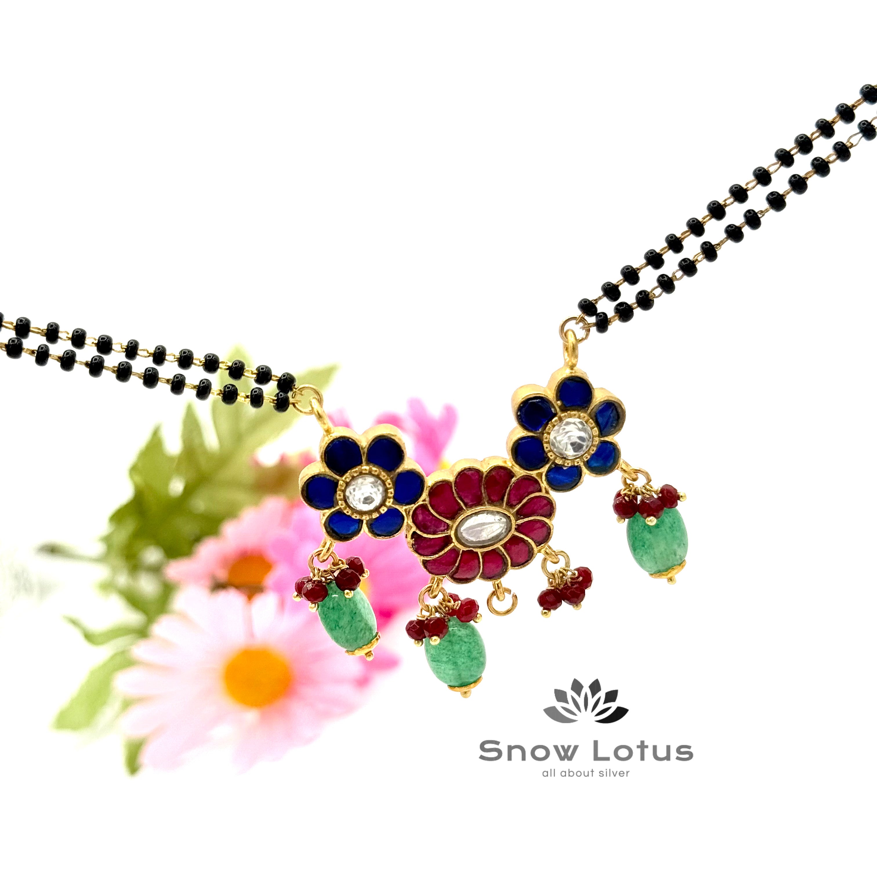 Pink and Blue Floral Mangalsutra