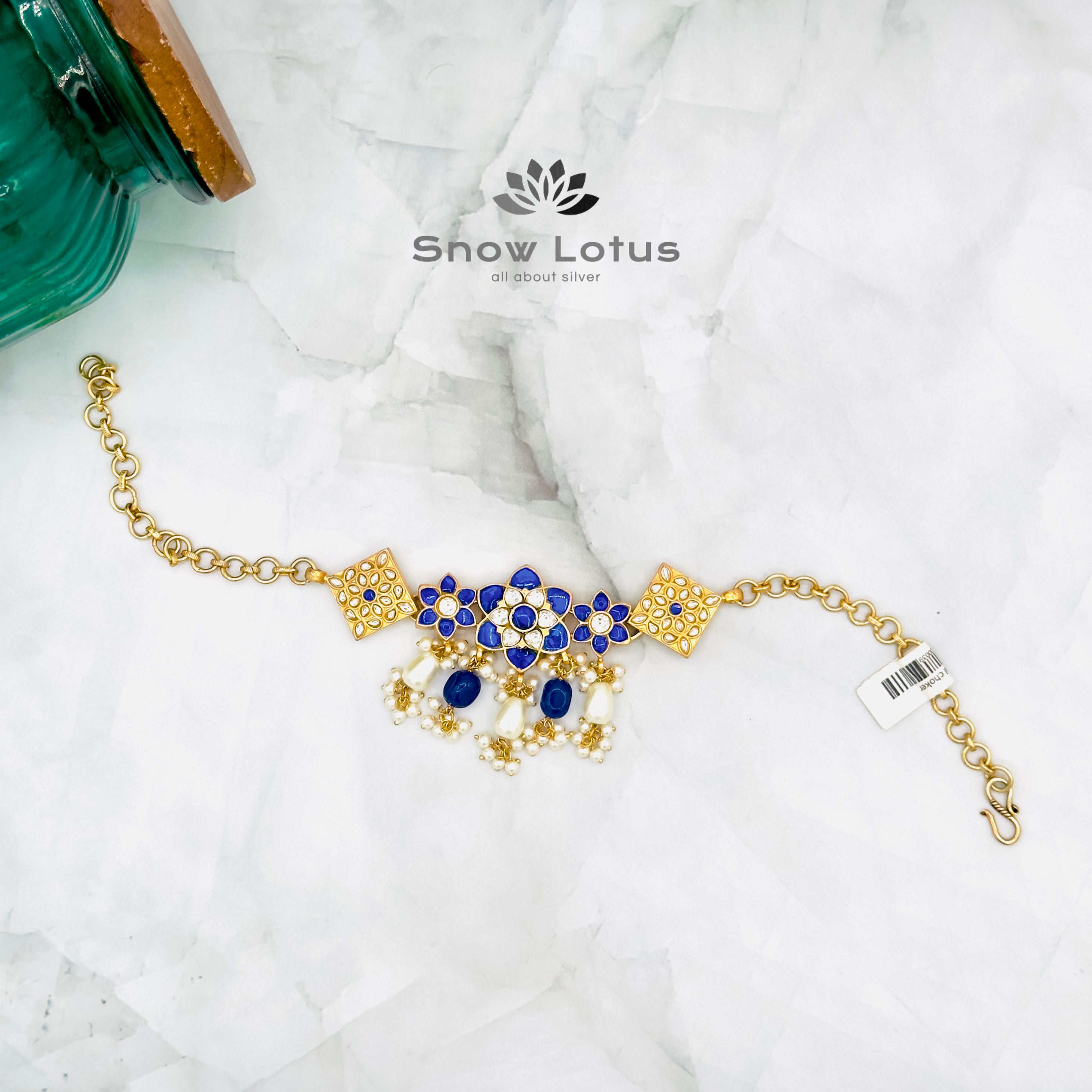 Trio blue floral choker