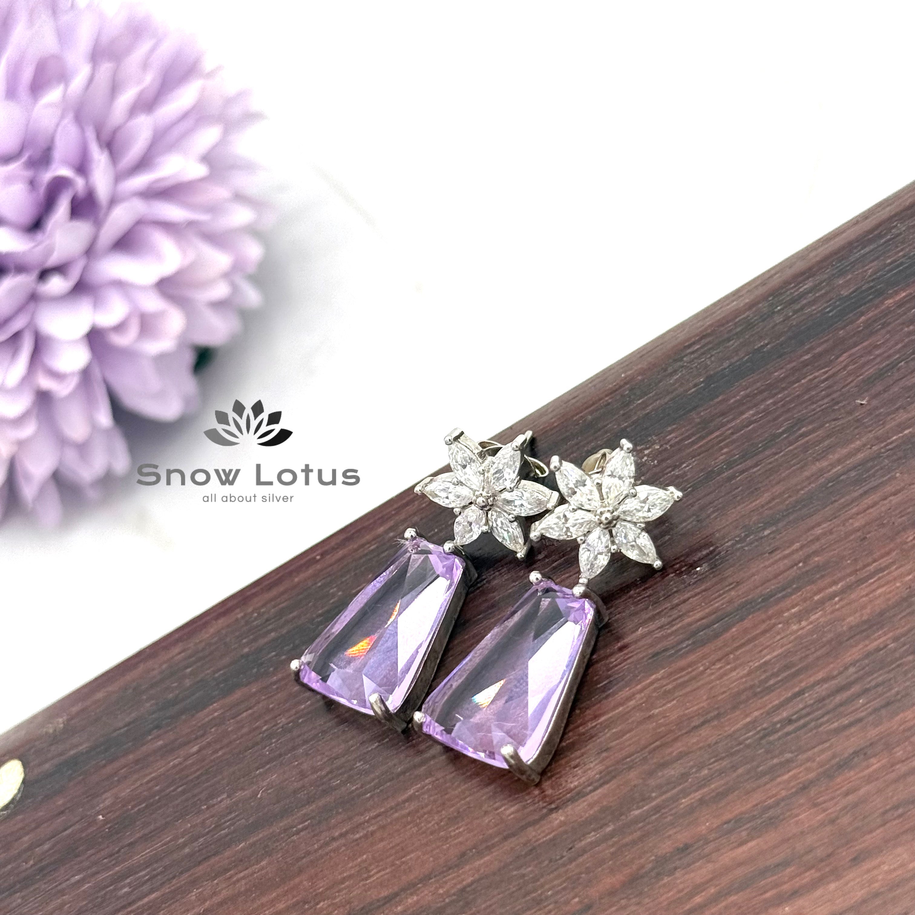 Purplish Floral Earrings