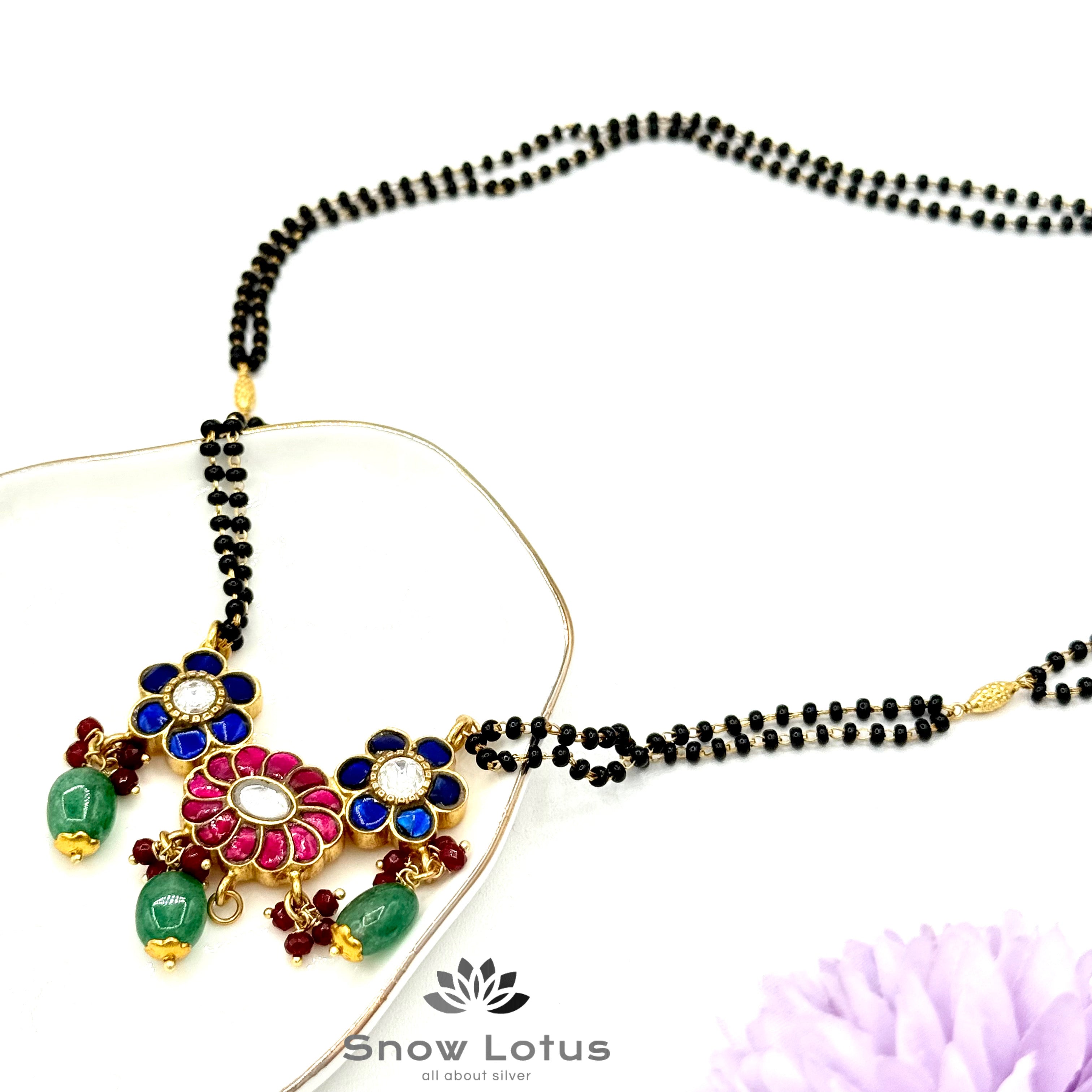 Pink and Blue Floral Mangalsutra