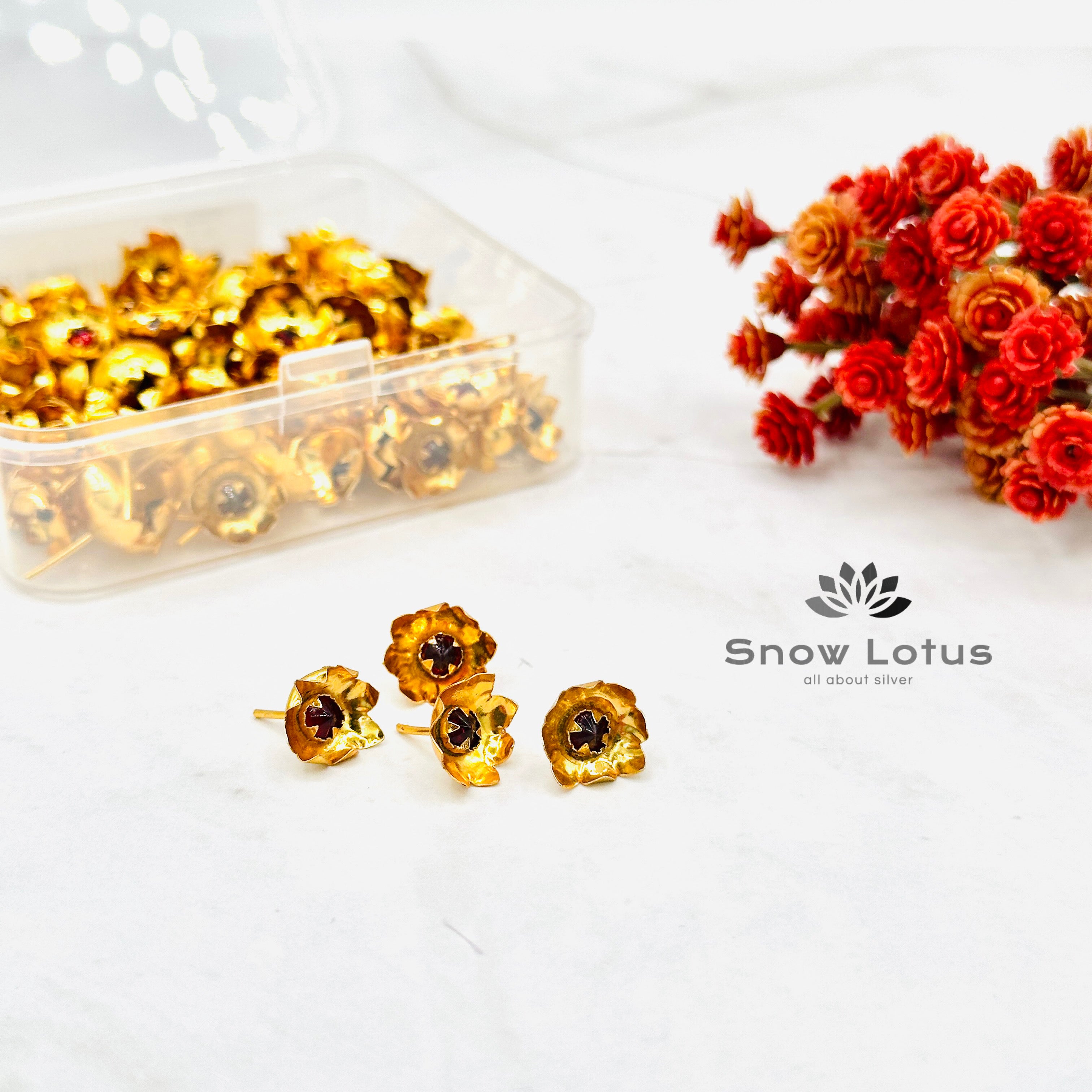 108 Gold Polish Lotus Flowers with Stone