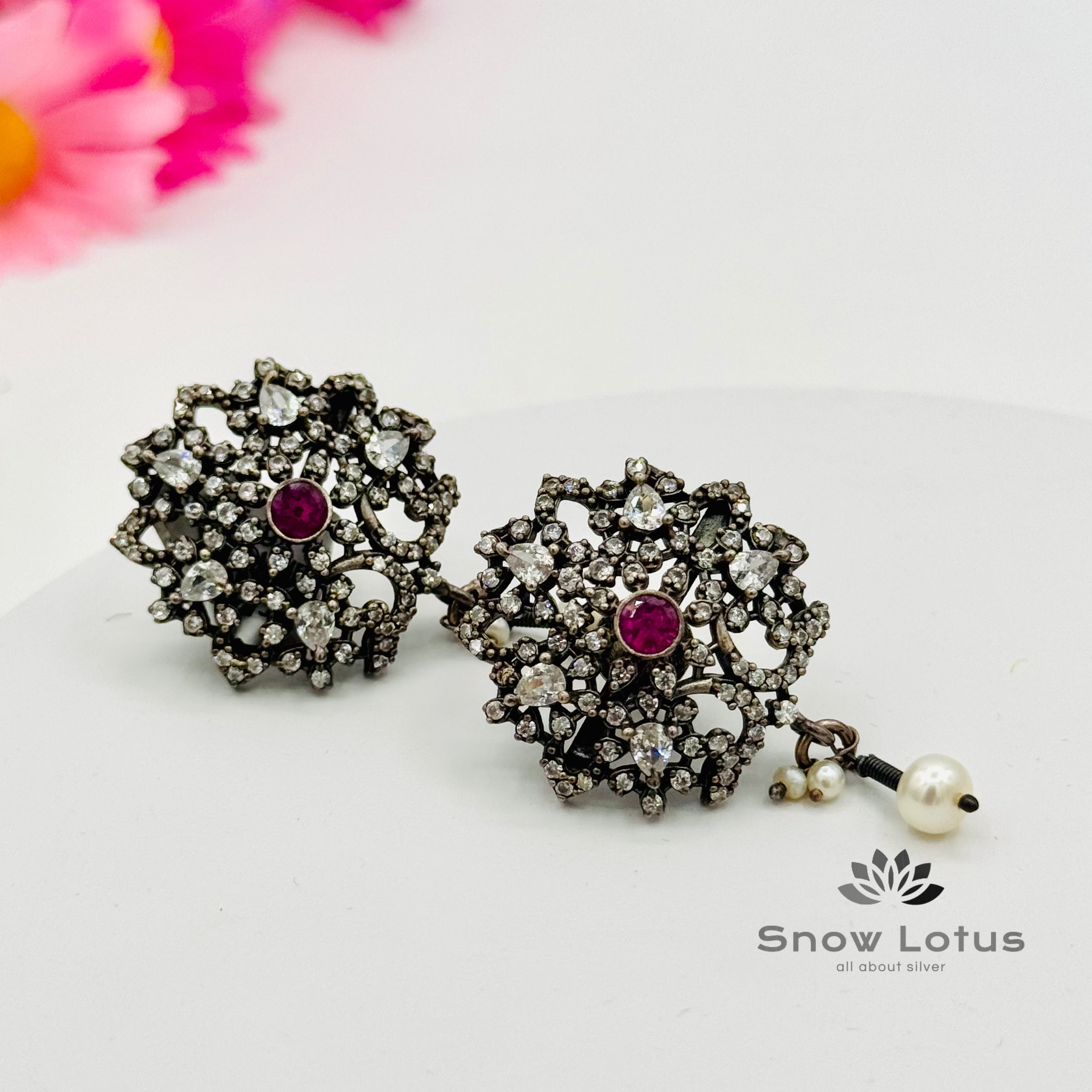 Elegant Ruby Drop Studs