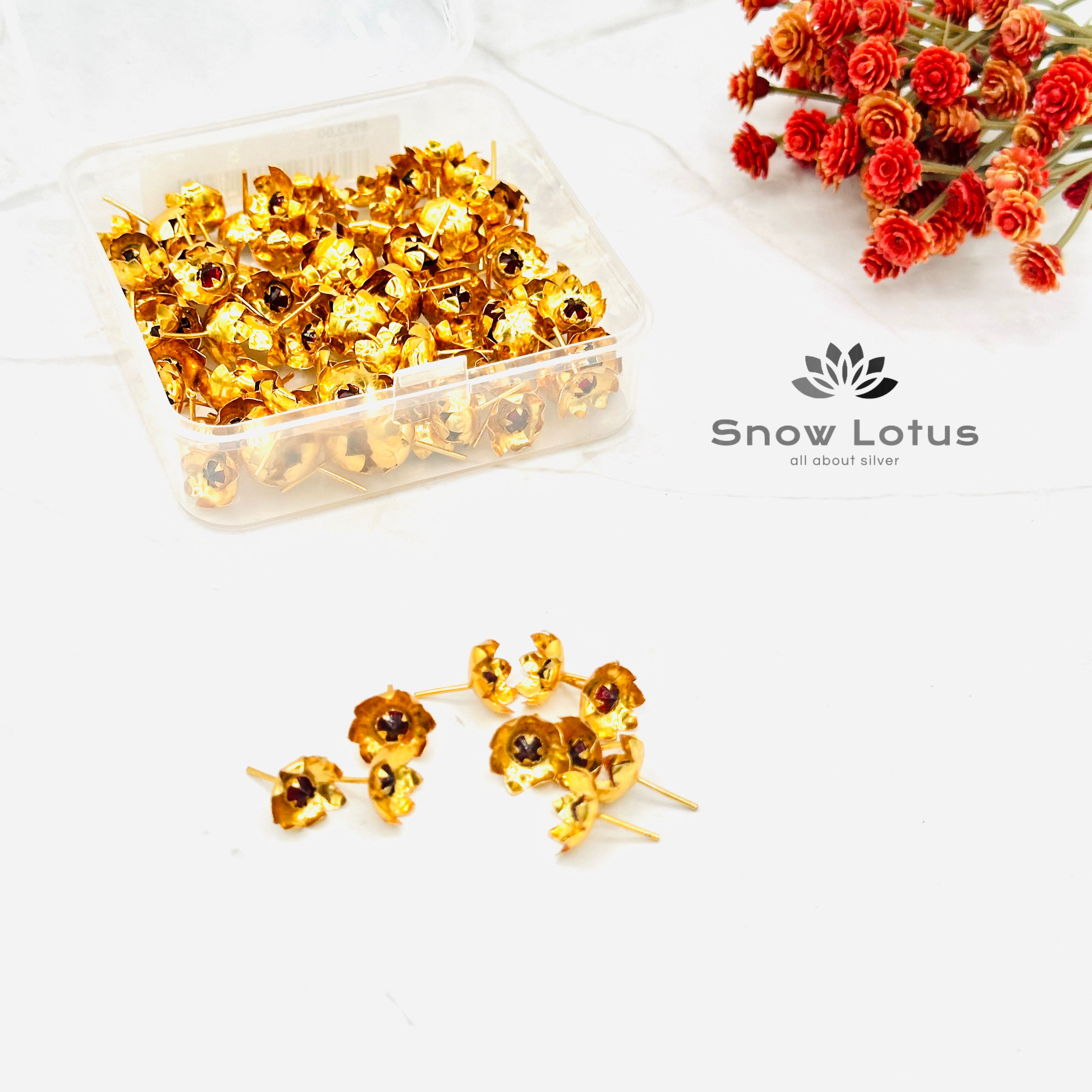 108 Gold Polish Lotus Flowers with Stone