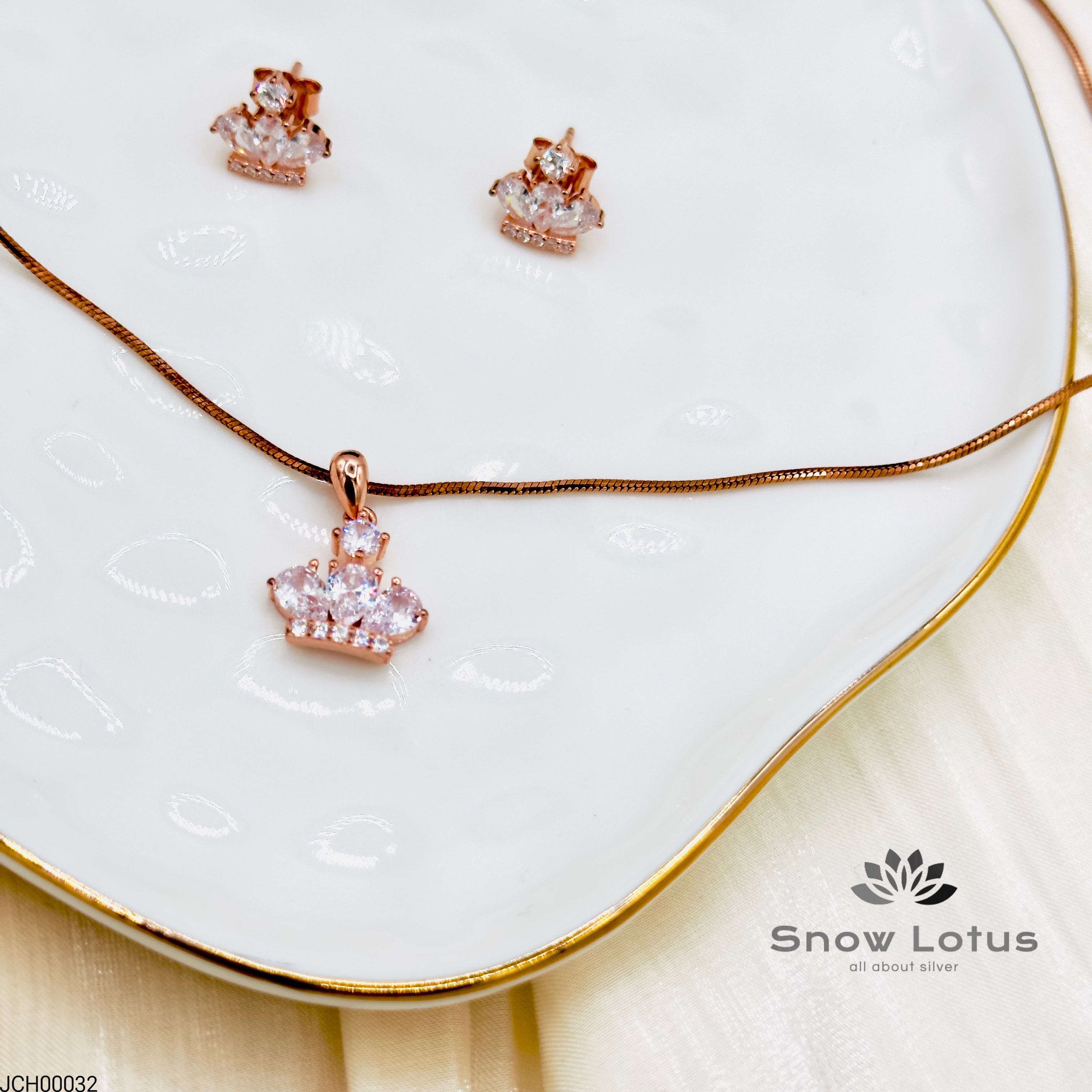 Princess Crown Pendant Set With Earrings