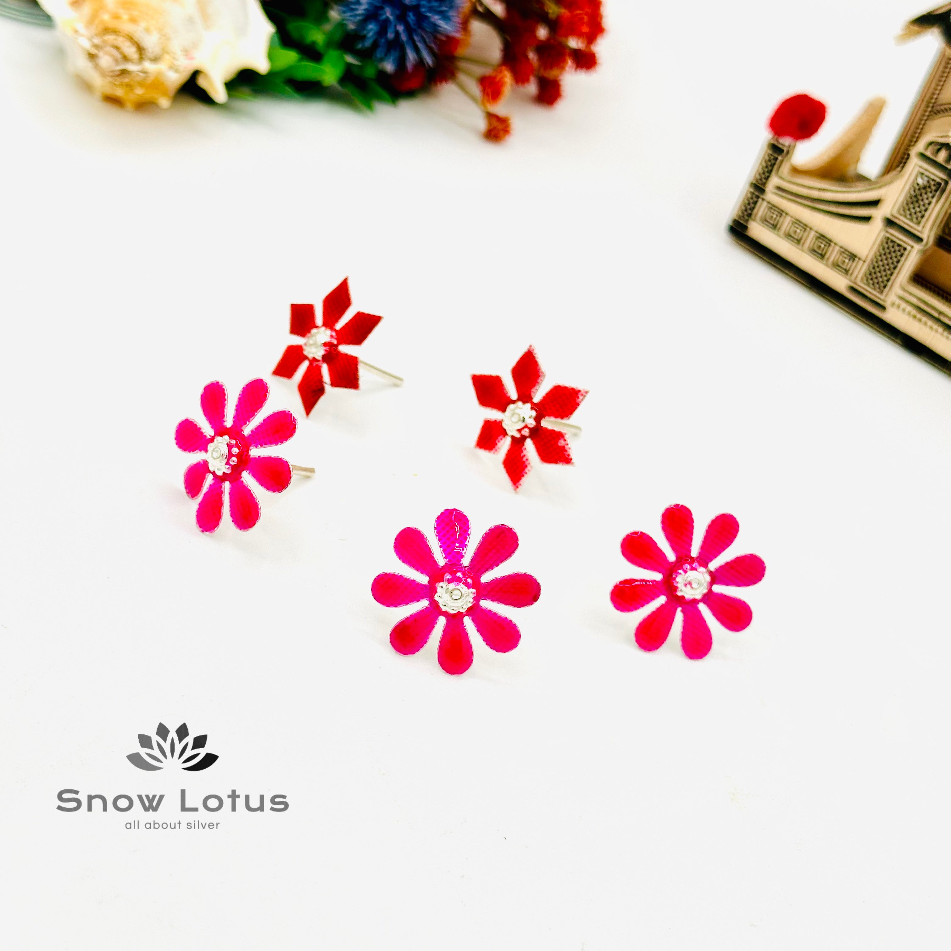 Multi Color Enamel Flowers