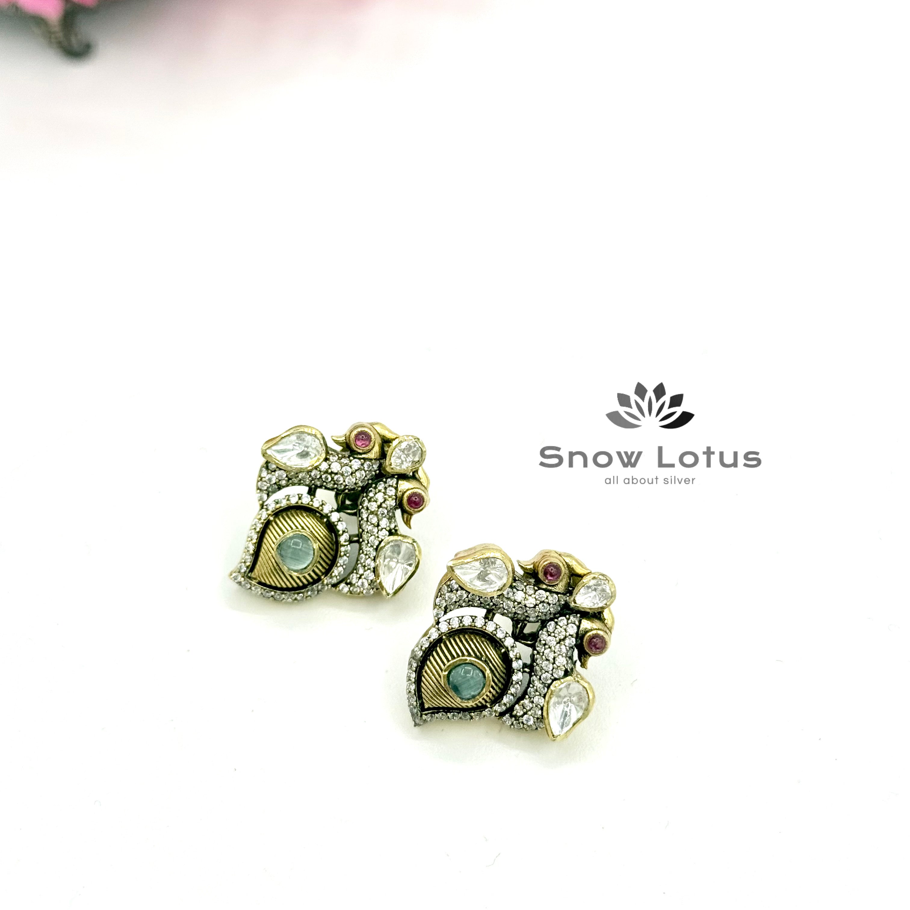 Shanq Peacock Moissanite studs