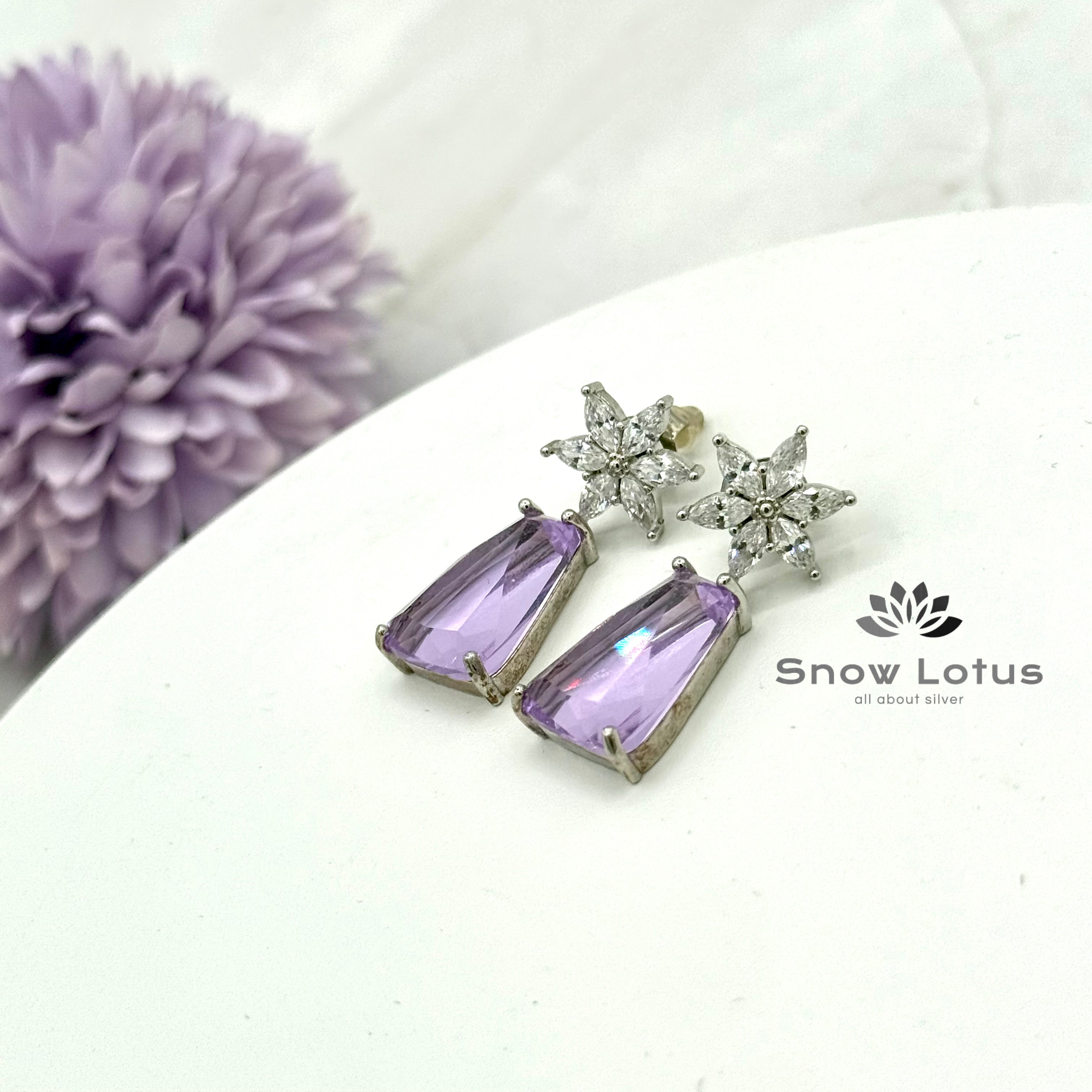 Purplish Floral Earrings