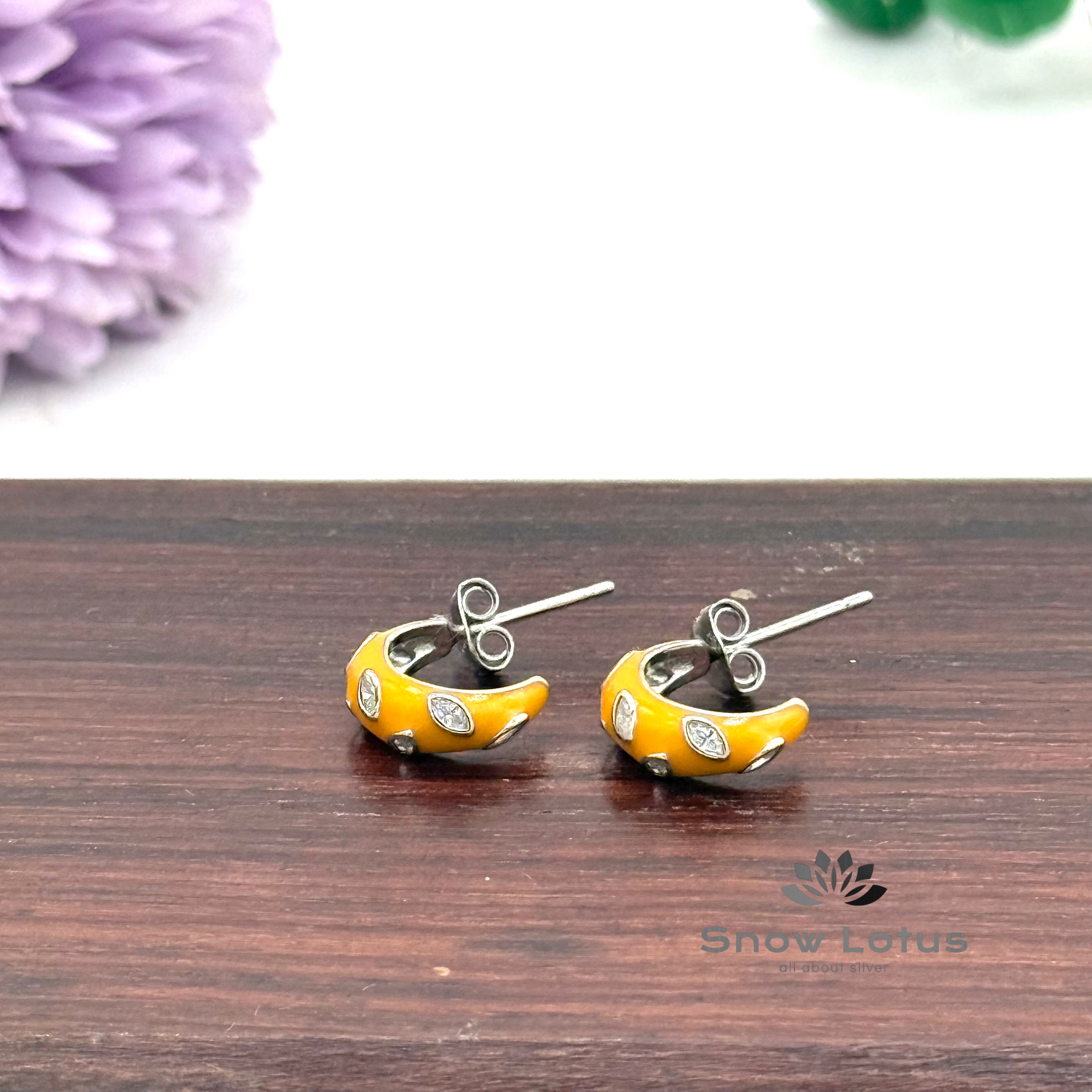 Elegant CZ Studs Yellow