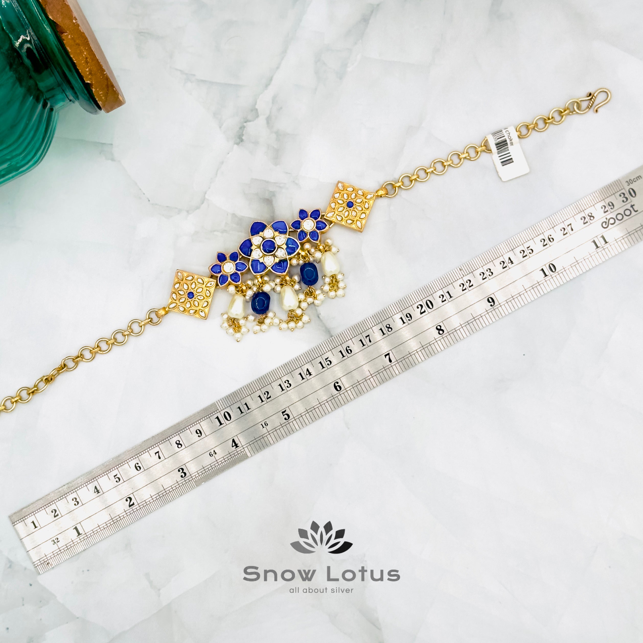 Trio blue floral choker